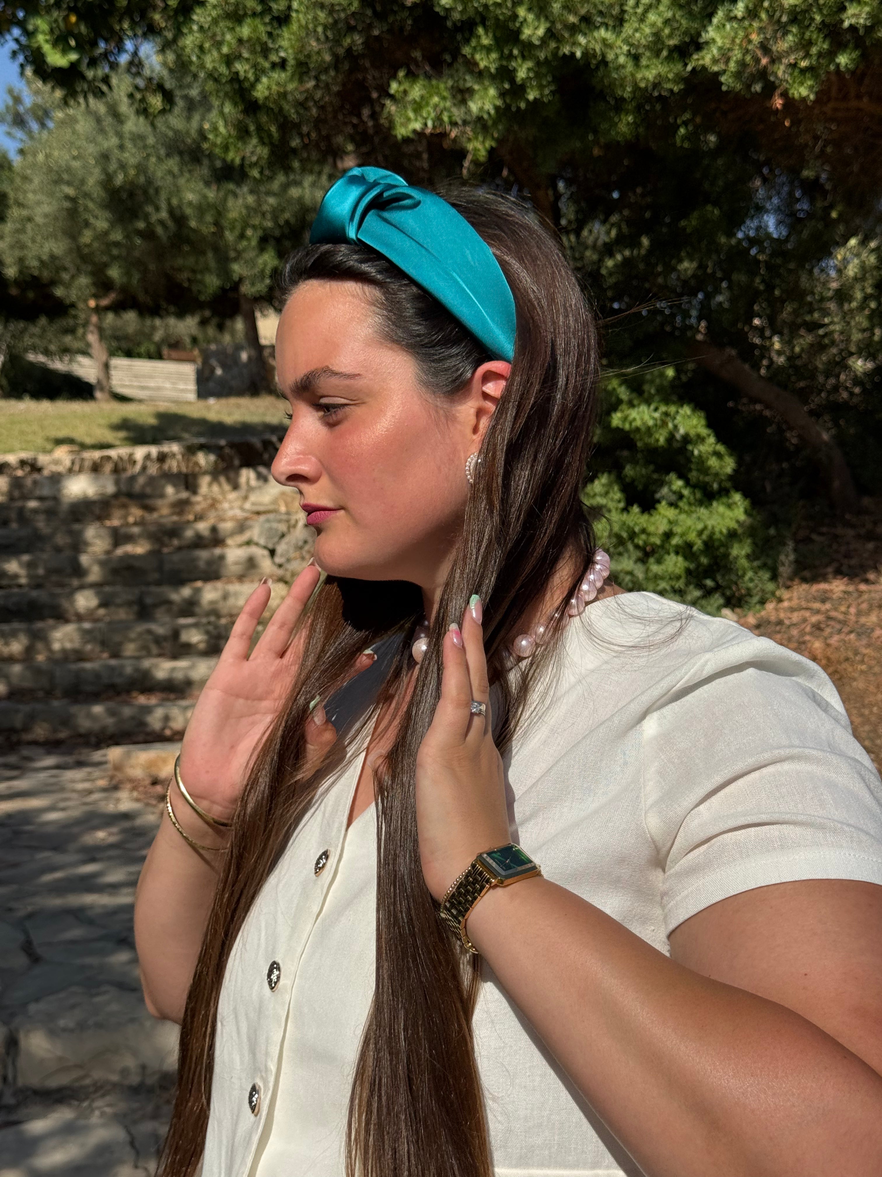קשת קשירה סאטן טורקיז