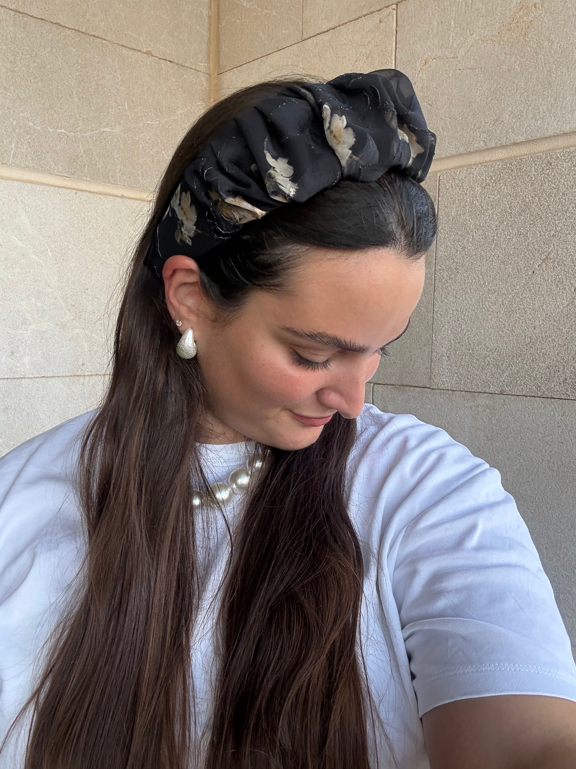 קשת שחור פרחים נפח | 7 ס"מ